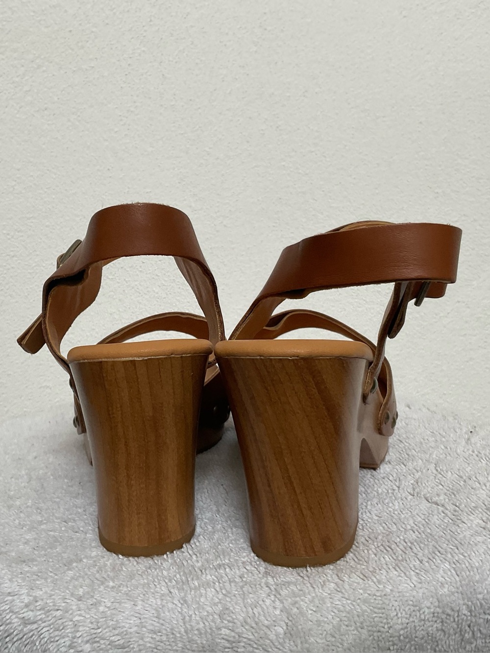 Korks By Cork Ease Gwen Peep Toe Platform Brown Ankle Strap Heel Size 9 - Picture 4 of 8
